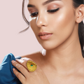 Gold-Plated Sunburst Ring With Green Gemstone - product image 1