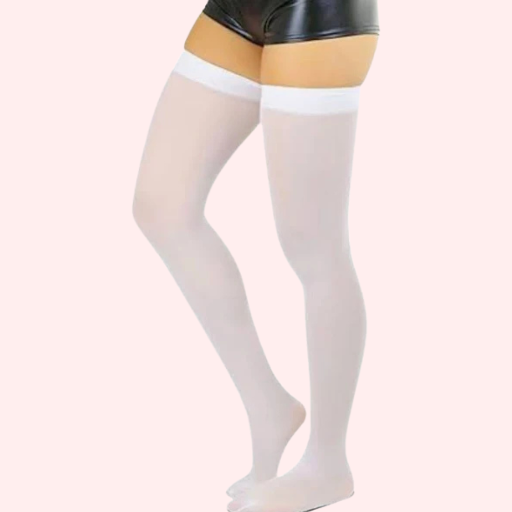 Classic Opaque Thigh-High Stockings - Black & White Stay-Up Hosiery - 2 Pack - product image 3