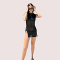 Maison Allure Sheer Black Mini Dress With Dual Open Slits - product image 1