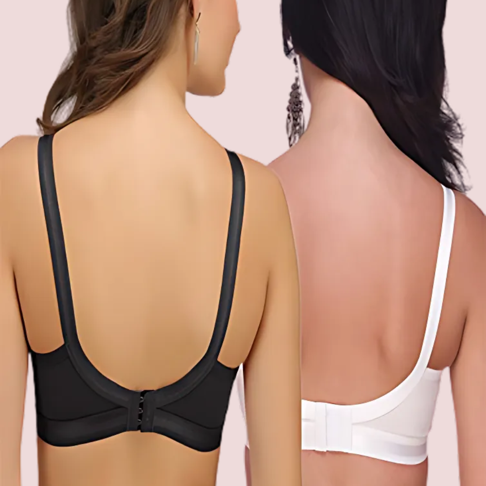 Plus-Size- Black & White Cotton Front Bras - 2 Pack - product image 2