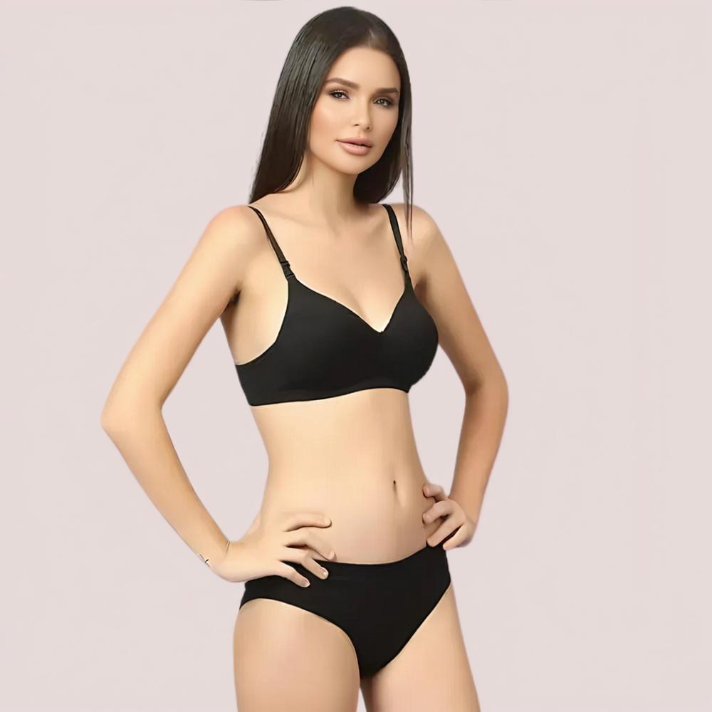 Cherry Hug - Black Cotton Bra & Panty Set - product image 2