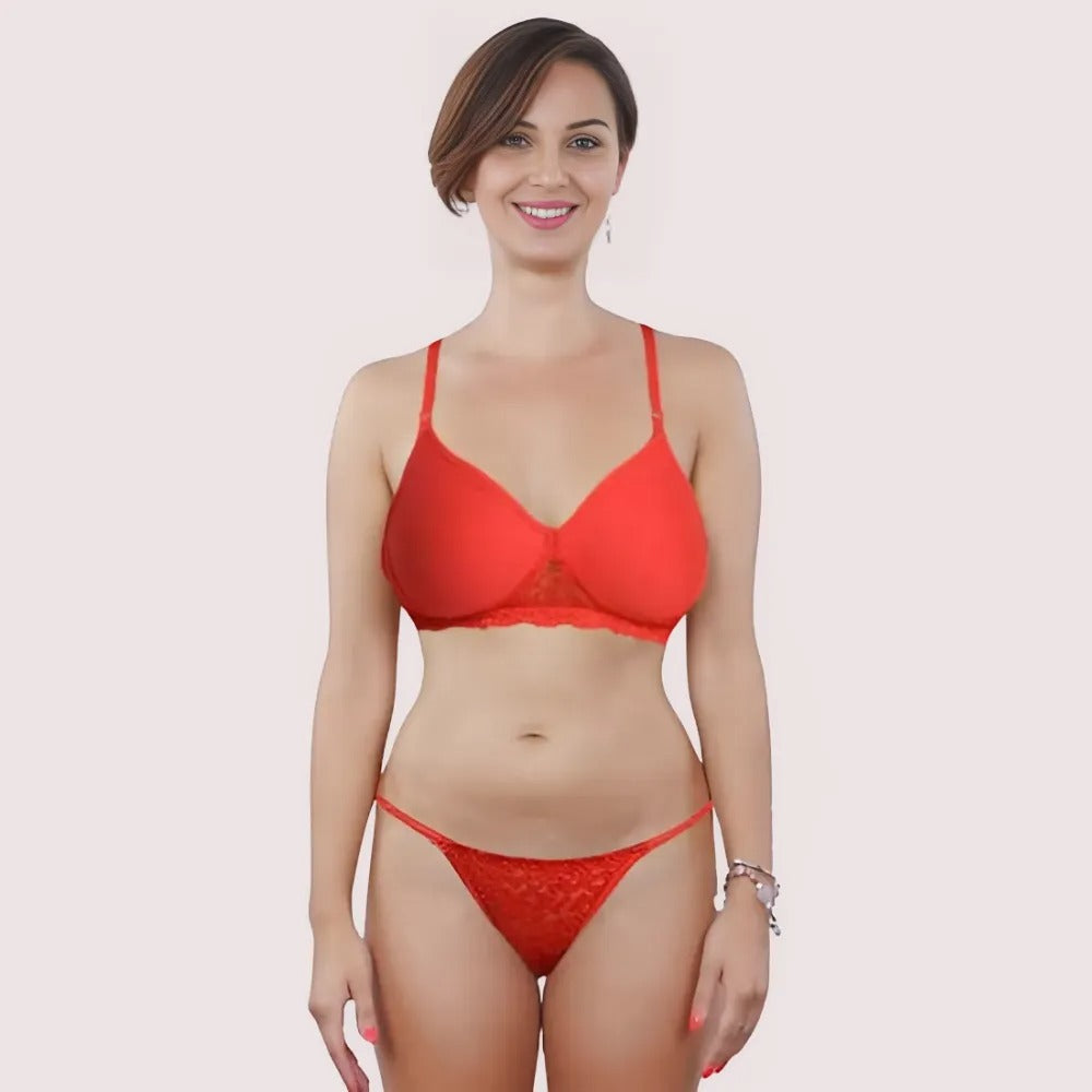 Red Padded Bra Thong Set - product image 1