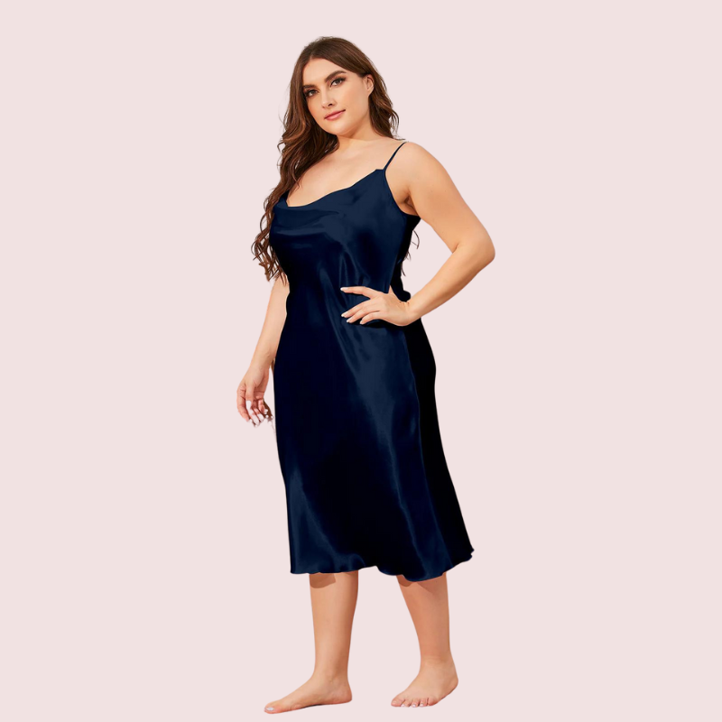 Glamour Satin Cowl Dress - Plus-Size - product image 4