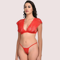 Red Lace Bra G-String Set - product image 1