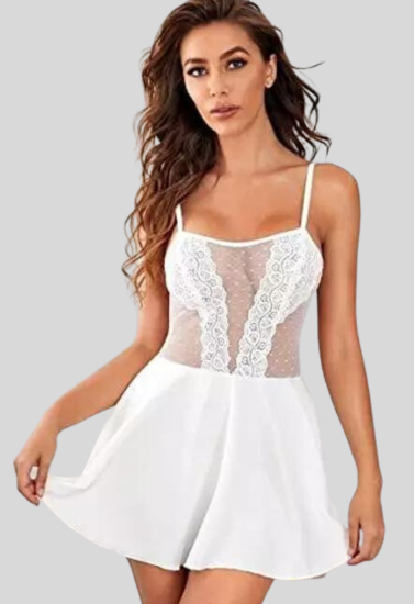 Pure Elegance White Lace Babydoll Nightwear - product image 1