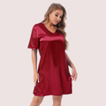Silk Satin Maroon Short Sleepwear - product image 1