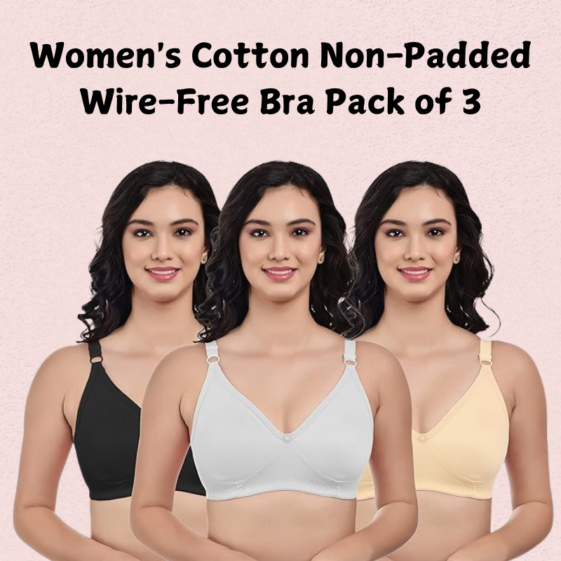 Women's Cotton Non-Padded Wire-Free Bra - 3 Pack - product image 1