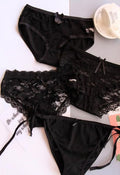 4 Pieces Black Lace Nylon Panties - product image 1