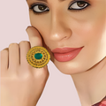 Royal Gold-Plated Statement Ring With Green Stone - product image 1