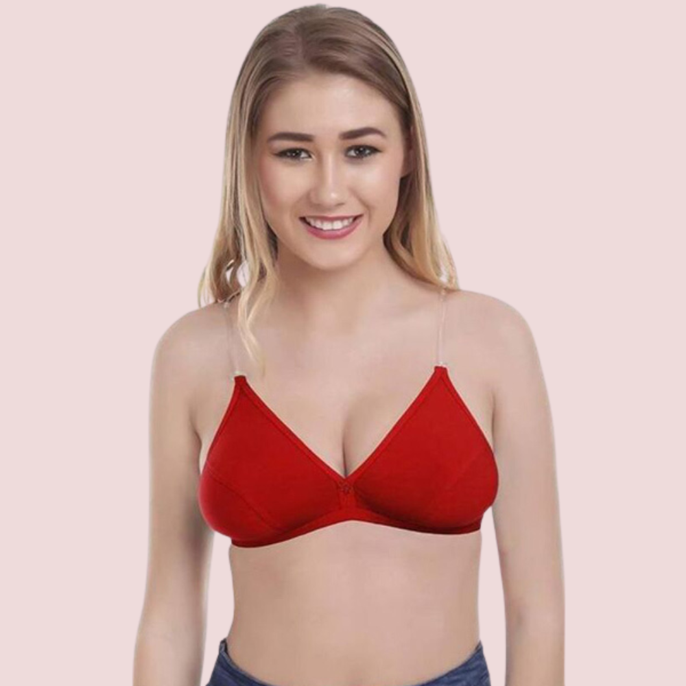 Clear Straps Red Hosiery Bras - 2 Pack - product image 1