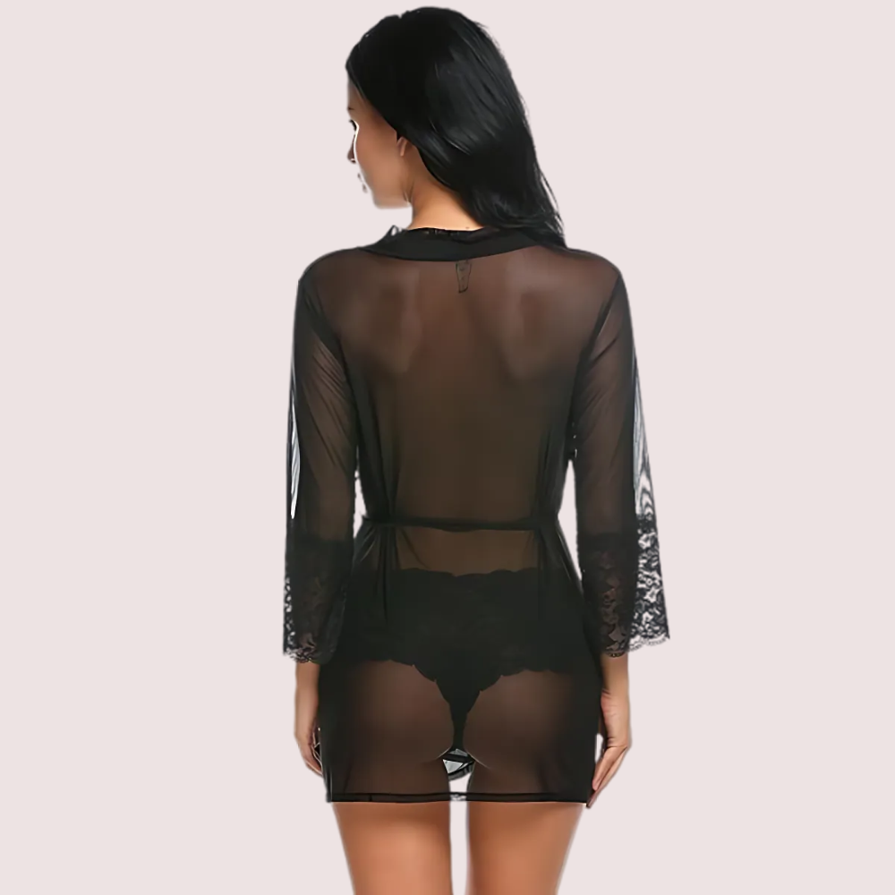 Sensual Sheer Robe In Black - product image 4