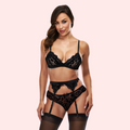 Onyx Temptation Bra And Garter Set - product image 1
