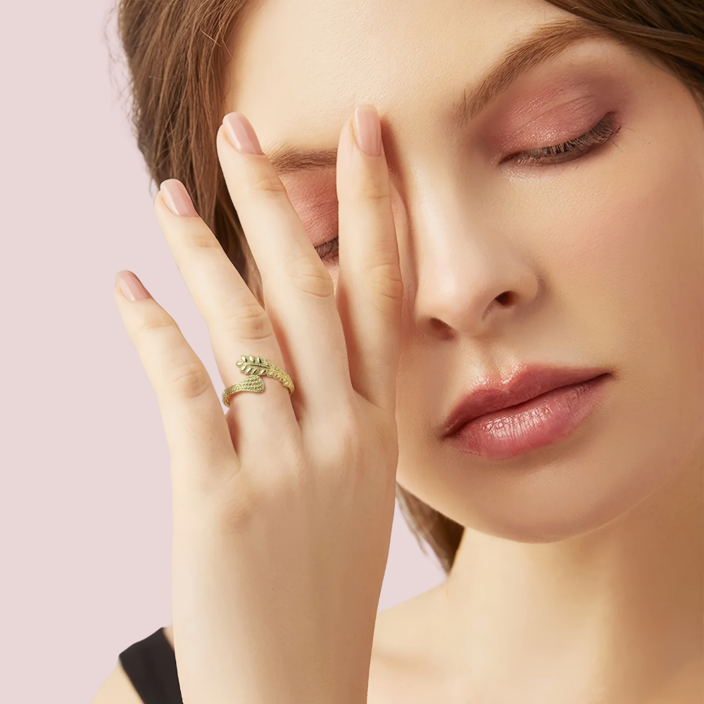 Leaf-Inspired Adjustable Gold Ring - product image 1