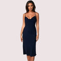 Navy Satin Cowl Neck Midi Dress - product image 1