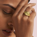 Leaf Motif Gold-Plated Ring With Floral Detailing - product image 1