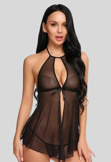 Elegant Lace Black Babydoll Nightwear - product image 1