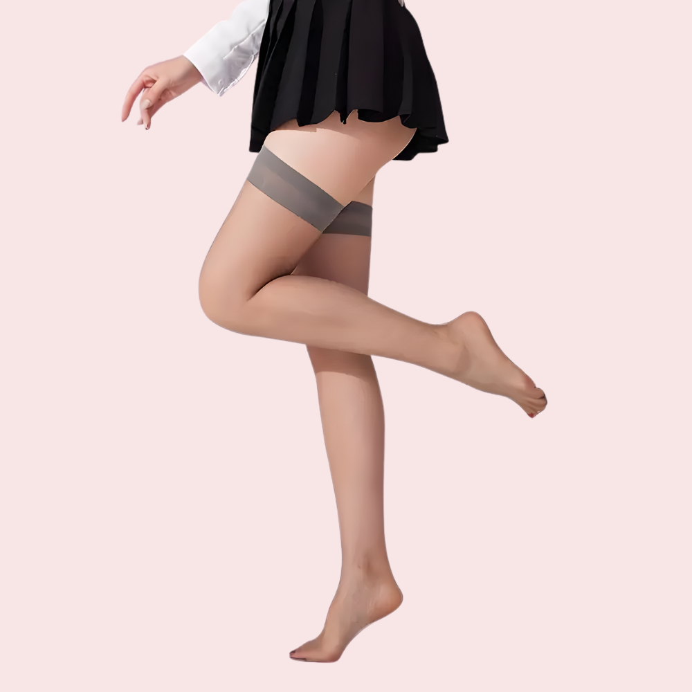 Premium Thigh-High Sheer Stockings - (Grey & Nude Combo) - 2 Pack - product image 3