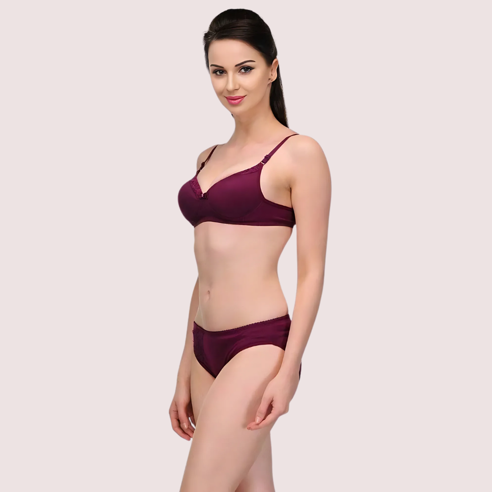 Pure Cotton Purple Bra Panty Set - product image 1