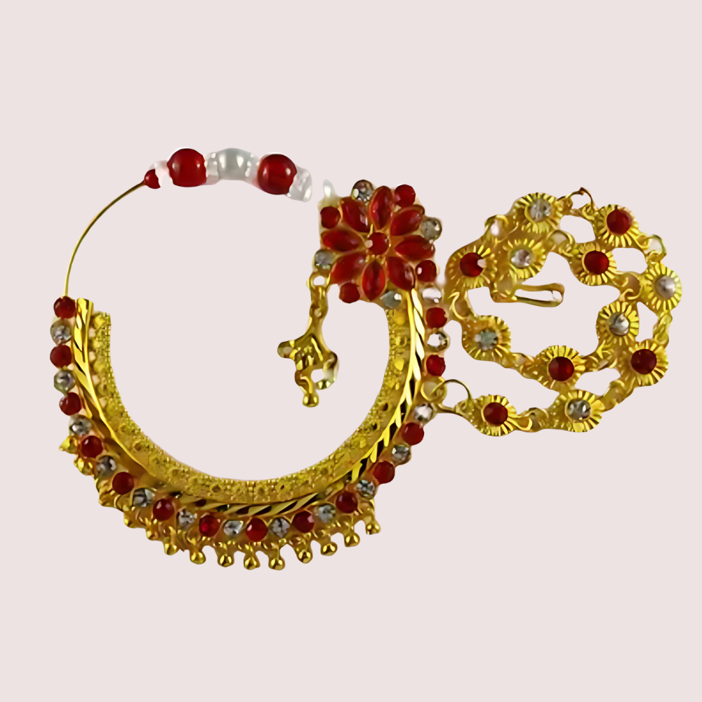 Luxurious Bridal Nose Ring With Elegant Pearls - product image 2