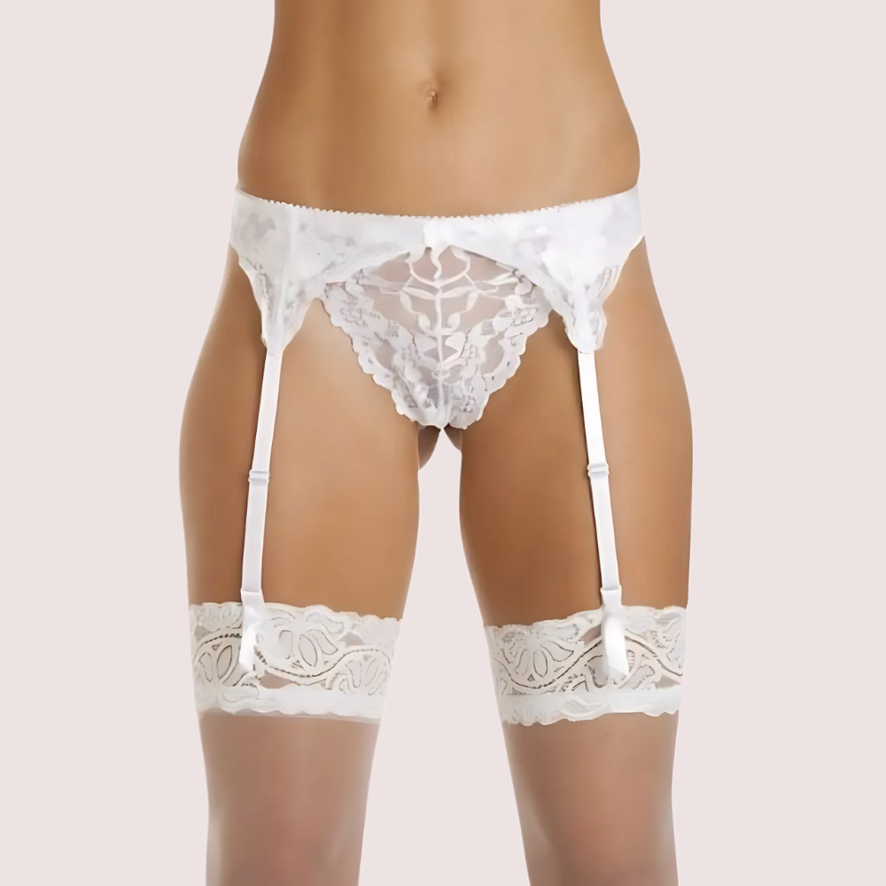 Silky White Lace Garter Belt For Women - product image 1
