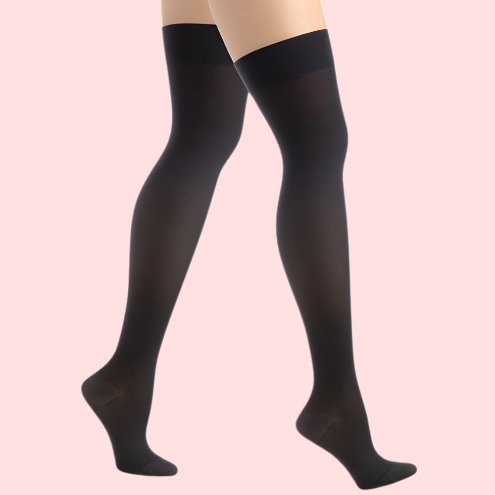 Classic Duo Thigh-High Stockings (Black + Nude) - 2 Pack - product image 4