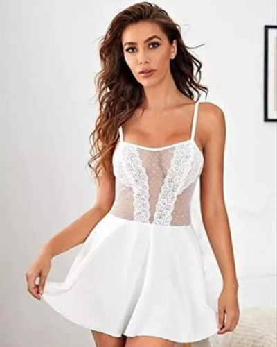 Pure Elegance White Lace Babydoll Nightwear - product image 2