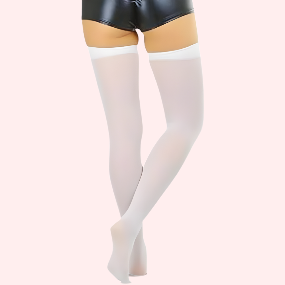 Classic Opaque Thigh-High Stockings - Black & White Stay-Up Hosiery - 2 Pack - product image 4