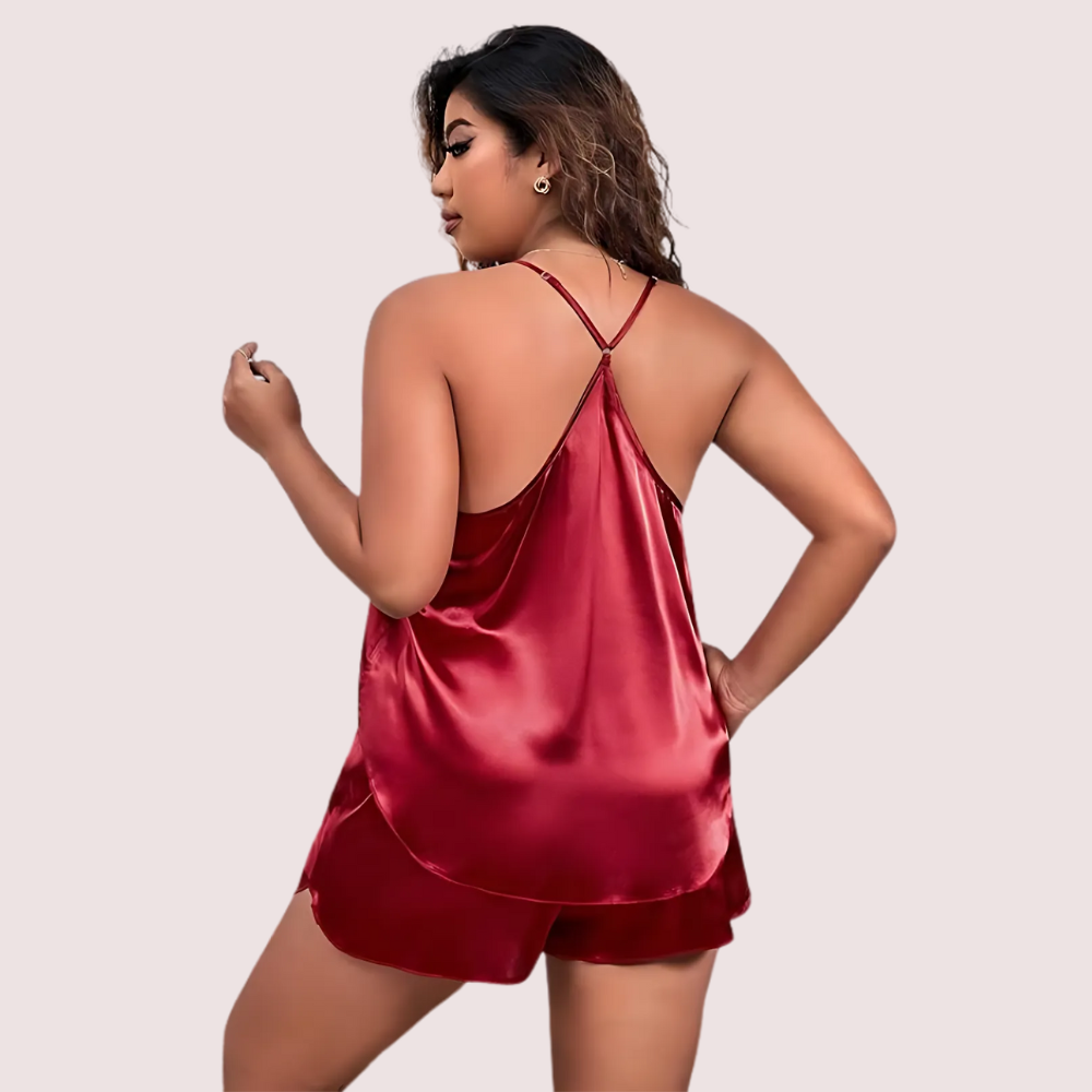 Midnight Glow Silk Cami & Shorts - Plus-Size - product image 3