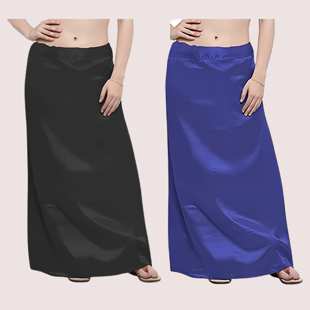 Black & Blue Satin Petticoat Combo (Free Size) - product image 3