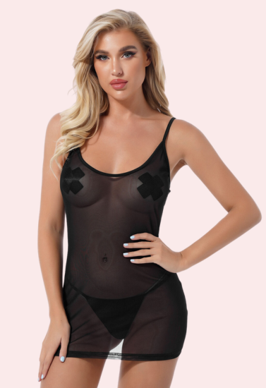 Sheer Black Mesh Chemise - product image 1