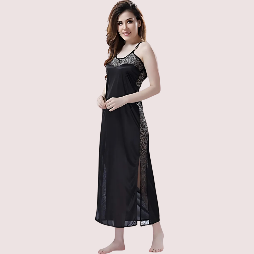 Elegant Lace Black Nightgown - product image 1