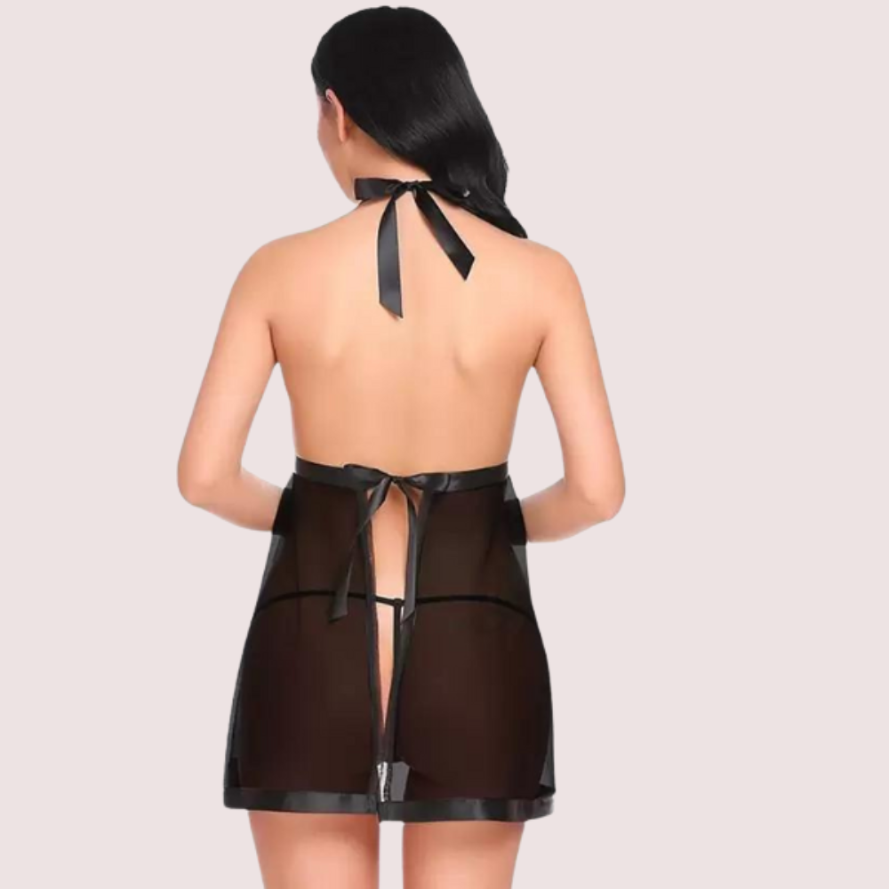 Flirty Sheer And Lace Chemise In Black - product image 4