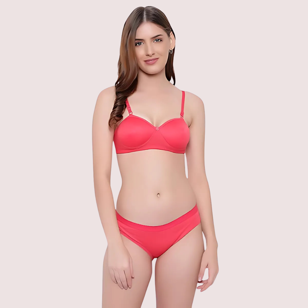 Non-Wired Cotton Push-Up Bra Panty For Women - 2 Pack - product image 1