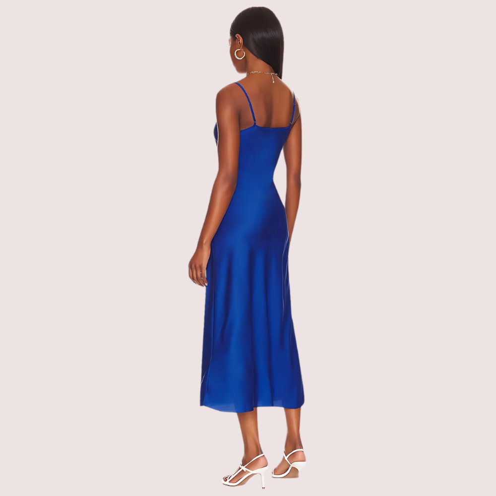 Glamorous Blue Satin Slip Midi Dress - product image 3