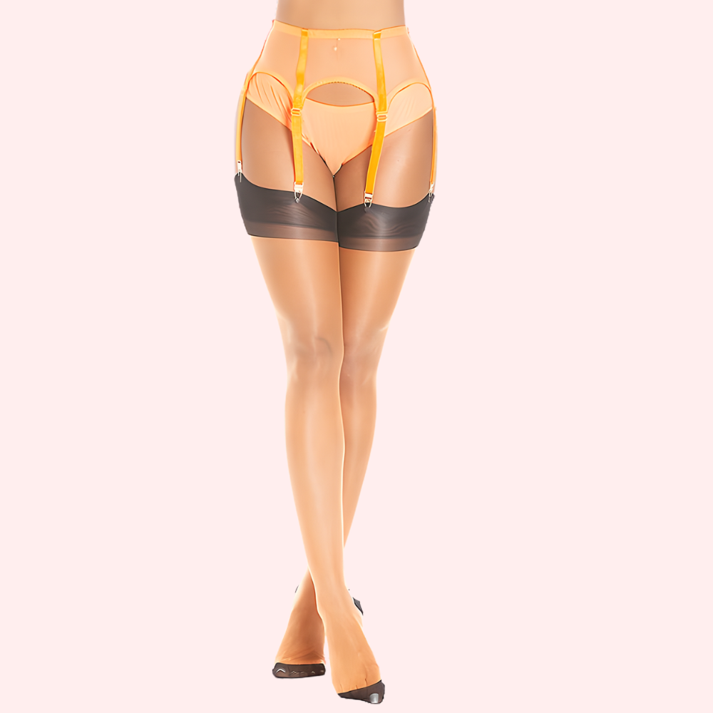 Sheer Thigh-High Stockings - Ultra-Smooth, (Black & Nude Combo) - 2 Pack - product image 3