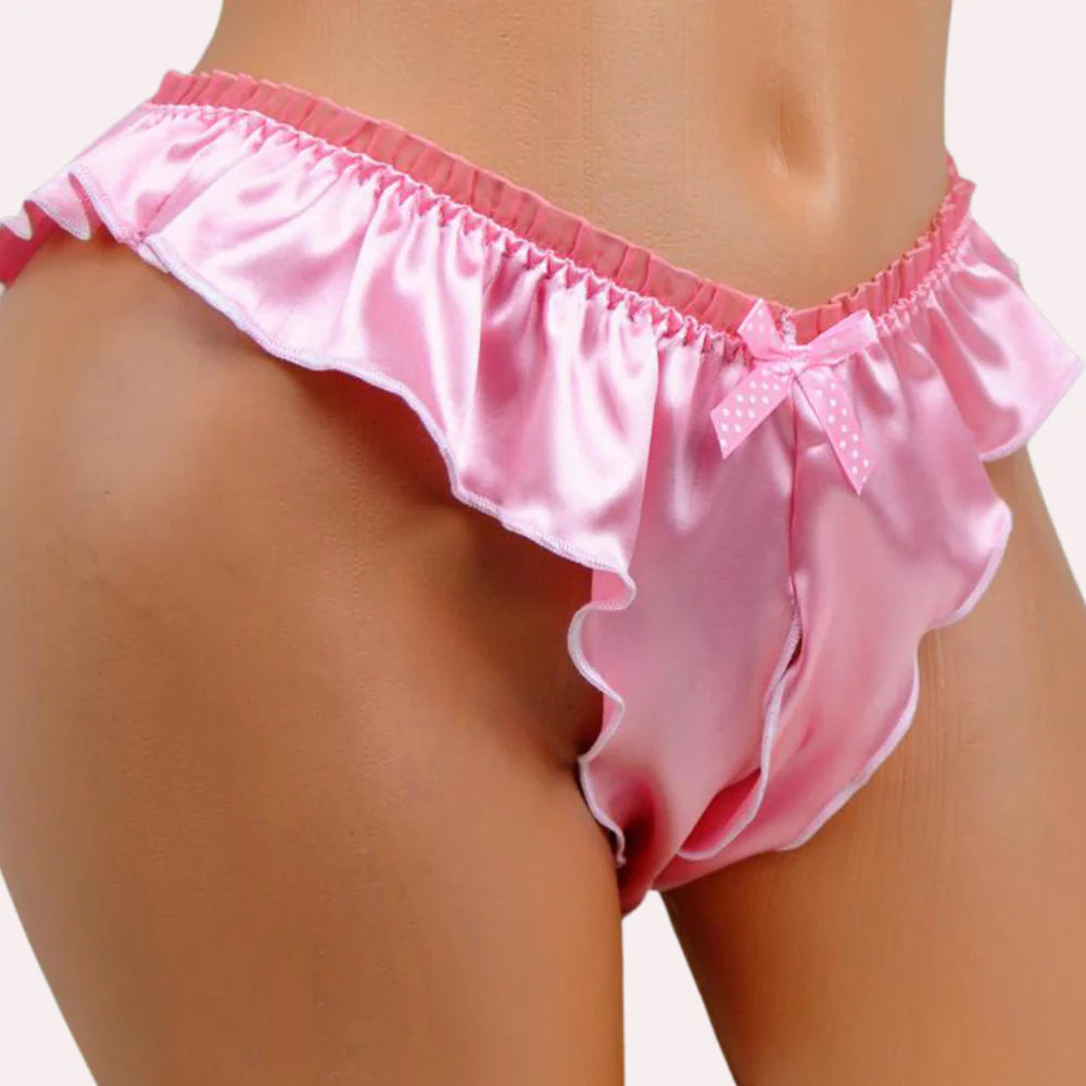 Vera Celeste Silk Satin Open-Crotch French Knicker - product image 1