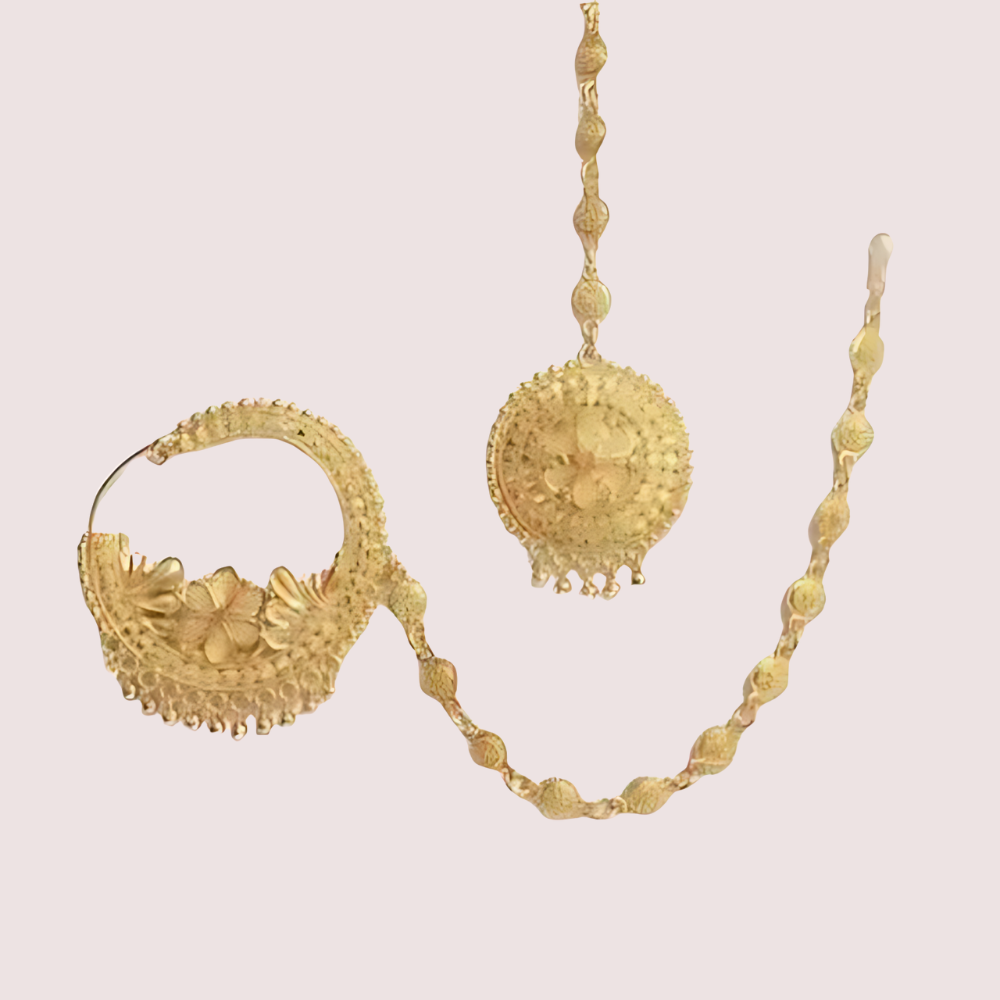Graceful Gold-Plated Nath And Mangtika Set For Brides - product image 3