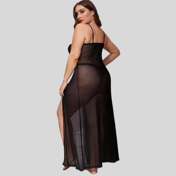 Plus-Size Split Long Mesh Babydoll Nightwear - product image 4