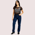 Stylish Black Sheer Floral Lace Top For Women - product image 1