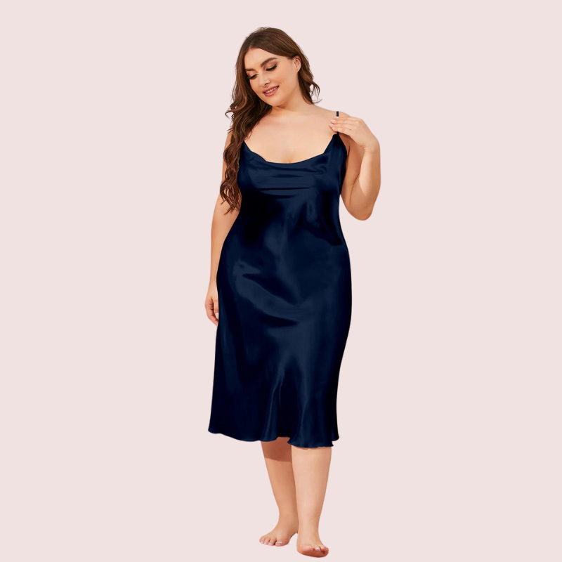 Glamour Satin Cowl Dress - Plus-Size - product image 3