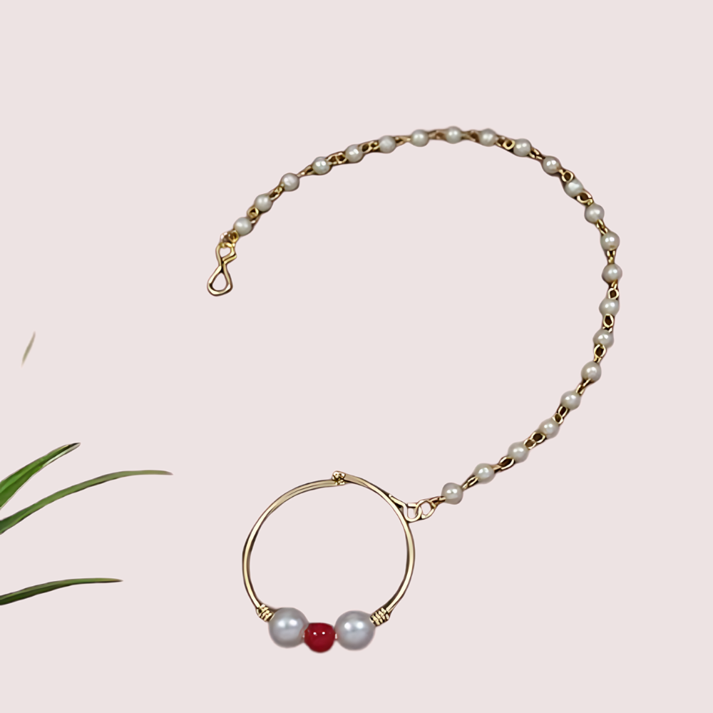 Bridal Nose Ring With Pearl Chain For Women - product image 1