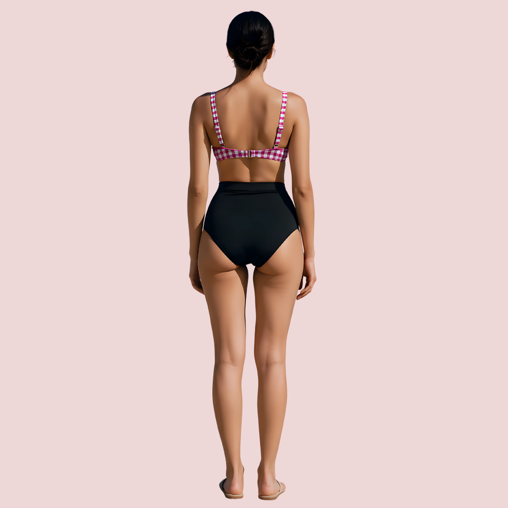 Structured Underwire Bikini Bra Top In Pink & White Stripe (Top Only) - product image 2