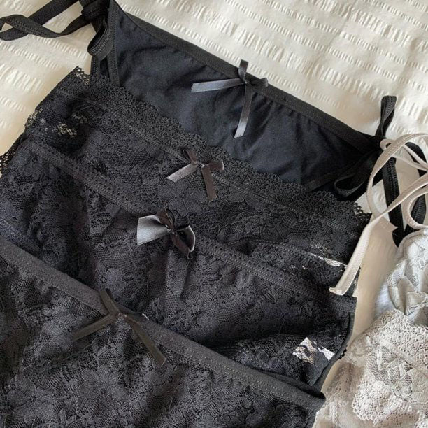 4 Pieces Black Lace Nylon Panties - product image 3